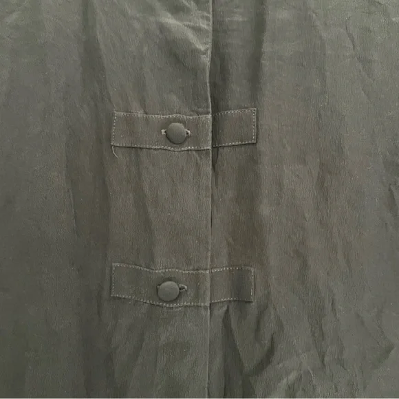 Vintage Jones New York 100% Silk Black Collarless Button Up Shirt Blouse - Picture 5 of 13